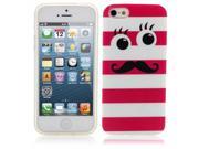 Transparent Side Protective Case with Pink Beard Eyes Pattern for iPhone 5 5S
