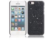 Rose Pattern Hard Plastic Protective Case for iPhone 5C Black