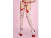 Sexy Women Heart Stockings Bow Thigh Straight Lovely Pantyhose White