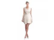 Summer Sweet Flabala Neck Pleated Chiffon Dress L White