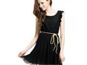 New Large Figuring Short Sleeve Lace Chiffon One piece Dress Black