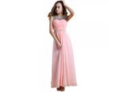 Fashionable Floor length Rhinestone Decoration Evening Dress XL Pink