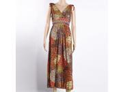 Fashion V neck Sleeveless Print Long Sundress Free Size Colorful