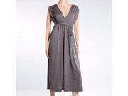 New Fashion Women V neck Drawstring Dress Bohemian Beach Dress Free Size Dark Grey