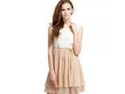 Summer Slim Princess Style Lace Big Size Chiffon Dress L Creamy White