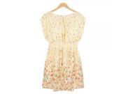 Summer New Style Fashionable Round Neck Sleeveless Floral Dress M Light Yellow