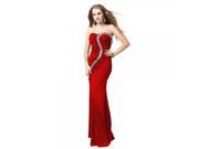 120214 Perfect S Line Rhinestones stud Dress Long Strapless Annual Meeting Evening Gown Dress Size M Red