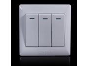 Universal 10A Power 3 Gang Wall Plate Light Bulb Push Button Switch
