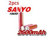 2pcs Sanyo 18650 Protected 3.7v 2600mAh Rechargeable Battery