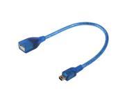 Mini 5 pin USB to USB 2.0 AF OTG Adapter Cable Length 22cm Blue
