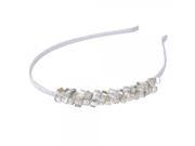 Korean Style Shiny Handmade Beading Square Crystal Hair Clasp Hair Band Headband Grey