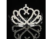 Arc Design Alloy and Rhinestone Crown Hair Comb Pin Silver