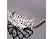 Medium Leaves Rhinestone Crown Comb Hair Clip Tiara