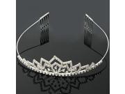 Bridal Wedding Charming Rhinestone Crown Hair Comb Pin Silver