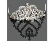 Small Size Heart shaped Children Alloy Rhinestone Crown Hair Comb Pin Silver