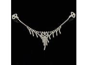 Exquisite Bride Wedding Style Heart Shape Tassels Alloy and Rhinestone Forehead Chain Silver