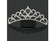 Charming Rhinestone Crown Comb Tiara Silver