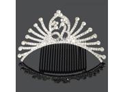 Elegant Romantic Phoenix Shape Rhinestone Decorative Tiara Hair Comb Pin Silver