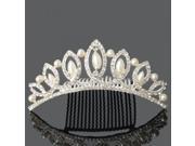 Elegant Romantic Simple Oval Shape Pearl and Alloy Tiara Hair Comb Pin Silver