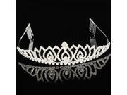 Leaf Shape Design Alloy and Rhinestone Crown Hair Comb Pin Tiara Silver