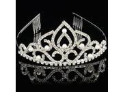 S Shape Design Alloy and Rhinestone Crown Hair Comb Pin Silver