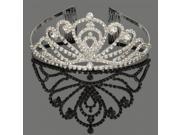 Luxurious Fully Jeweled Alloy Crown Hair Comb Pin Silver