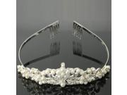 Multi pearl Flower Alloy Bridal Wedding Crown Tuck Comb Hair Comb Pin Tiara Silver