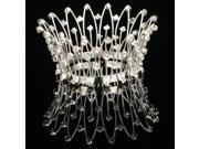 Bride and Wedding Style Round Line Shape Design Alloy and Rhinestone Crown Hair Comb Pin Silver