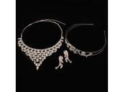 Bridal Headband Crown Necklace Stud Earrings Set