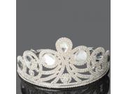 Unique Octopus shaped Chain Large Glass Hair Crown Tiara with Buckle Silver