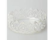 Peach Heart Shape Rhinestone Crystal Princess Pageant Hair Crown Comb Tiara Medium Silver