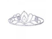 Bride Little Water drop Rhinestone Crown Silver White Hair Clip Headband Silver White