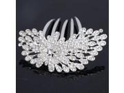 Rhinestone Flower Wedding Bridal Crown Tiara Hair Comb Silvery White