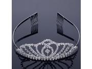 Bride Rhinestone Crown Hair Clip Headband Silver White 25