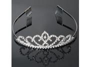 99 Rhinestone Crown Hair Clip Headband Silver White