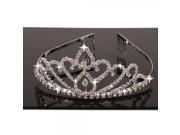 Shining Rhinestone Wedding Bridal Crown Headband Silver