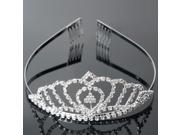 Water drop Shape Bride Rhinestone Crown Hair Clip Headband Silver White