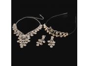Jewelry Wedding Bridal Headband Crown Necklace Clip Earrings Set