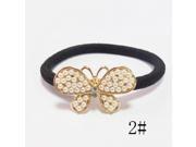 Korean Style Rhinestoned Alloy Pearl Bead Butterfly Hair Band White Black