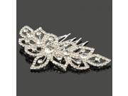 Graceful Flower Pattern Alloy Crown Hair Comb Pin Silver