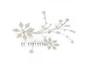 Trees Branch Blossom Alloy and Rhinestone Flower Hair Comb Pin Silver