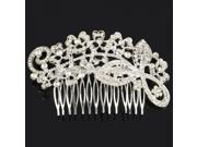 Alloy Butterfly Pattern Crown Hair Comb Pin with Rhinestone Silver
