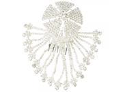 Round Windmill Rhinestone Tuck Comb Princess Pageant Hair Comb Pin Silver