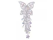 Butterfly Rhinestone Hair Comb Pin Silvery White