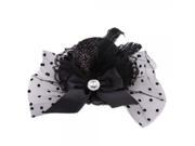 Popular Bowknot Feather Lace Mini Top Hat Hair Clip Black