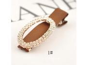 Korean Style Rhinestoned Oval Ring Alloy Alligator Clip Hair Clip Brown