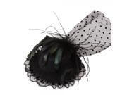 Feather Lace Mini Top Hat Hair Clip Black
