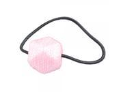 Bohemian Style Distinctive Cloth Hair Rope with Rhombus Knitted Ball Pink