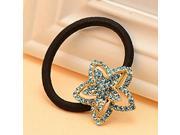 Korean Style Rhinestoned Alloy Pearl Bead Five pointed Star Shaped Hair Band Blue