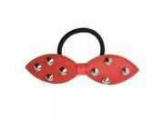 Western Punk Style Bowknot Rivet studded Round Rhinestones Hair Rope Red